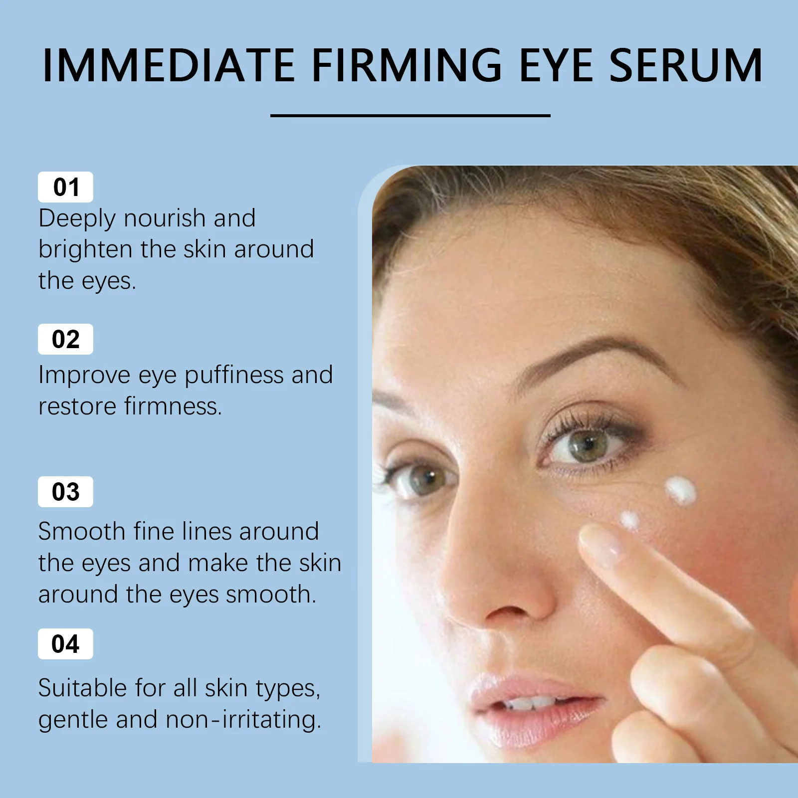 Firming Eye Serum Instant Tightening Eye Care Reduces Puffiness Lightens Fine Lines Dark Circles Lifting Anti-Wrinkle Eye Cream