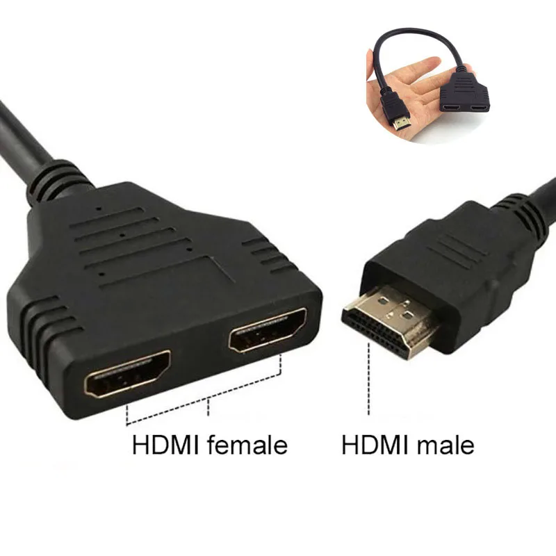 HD HDMI-compatible 1.3 Version Cable Connector Switcher 1 In 2 Out Splitter Cable Male to 2 Female Adapter Converter for HDTV F1