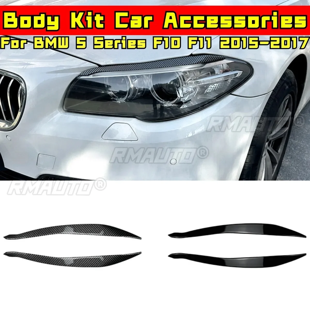 

Auto Head Light Lamp Eyelids Eyebrow Headlight Decoration Car Styling Trim for BMW 5 Series F10 F11 2015-2017 Exterior Part