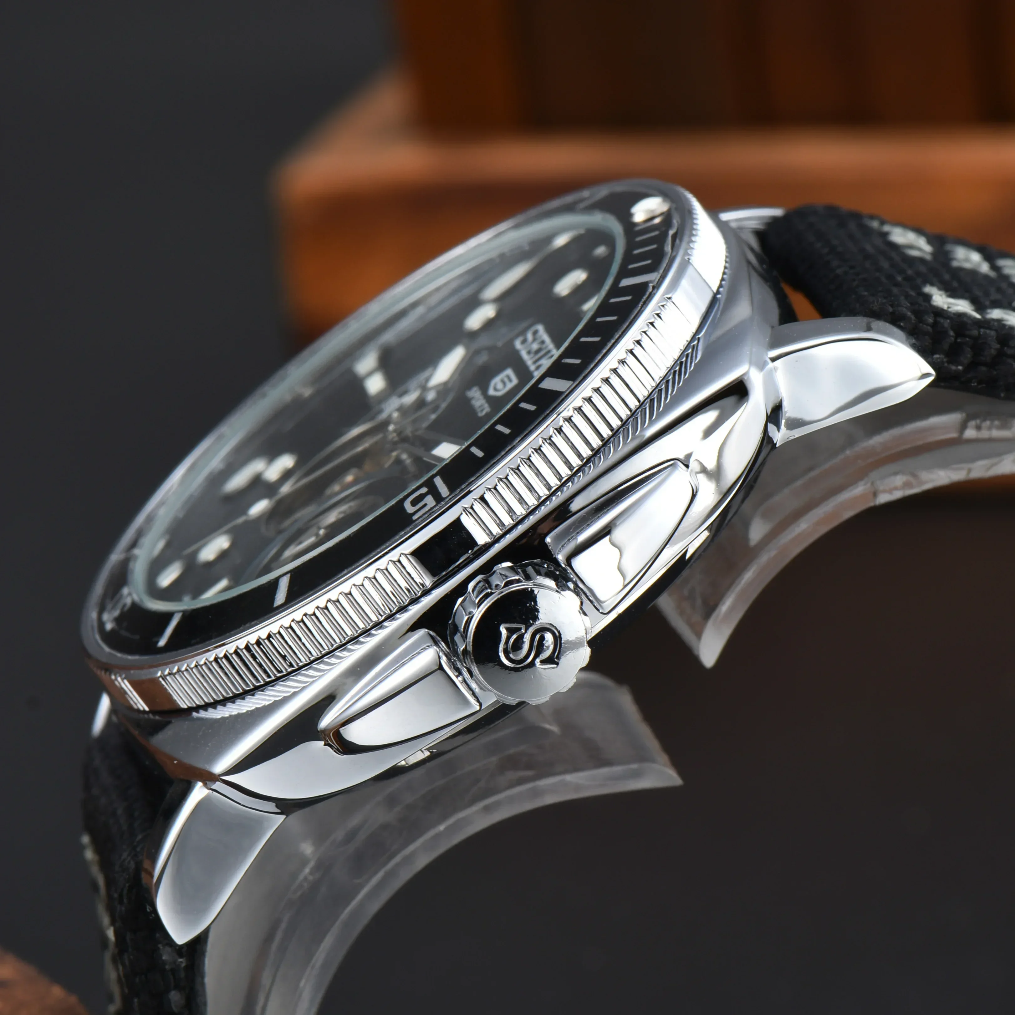 حار AAA + الميكانيكية التلقائية AAA + الساعات للرجال سيكو الرياضة تصميم متعدد الوظائف حزام من الجلد الذكور الساعات اليومية مقاوم للماء