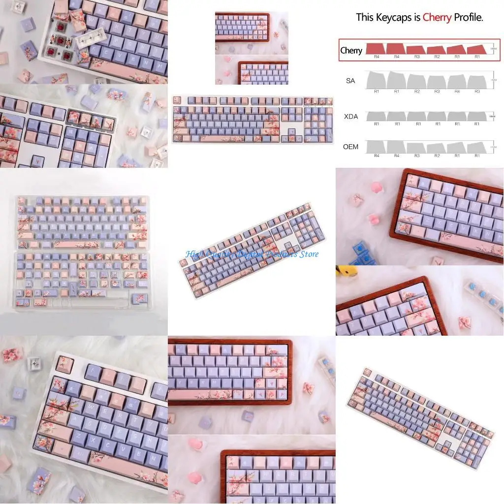 

U2JE Cherry Profile Keycaps 5Sides Sublimated Flower Keycaps for Mechanical Keyboard