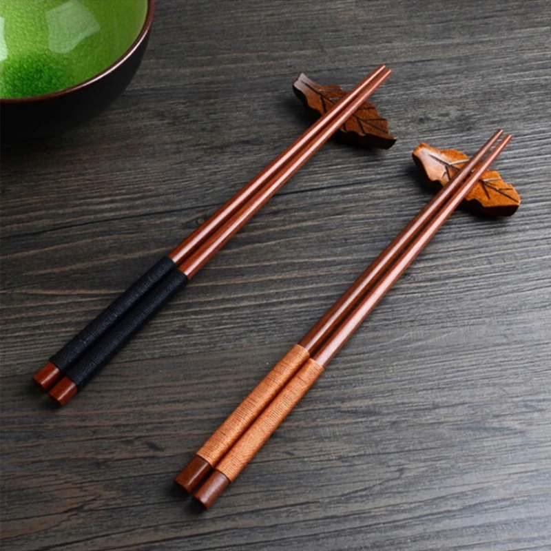 2pcs Handmade Japanese Natural Chestnut Wood Sushi Chopsticks Set Value Gift Sushi Chinese food Tie line