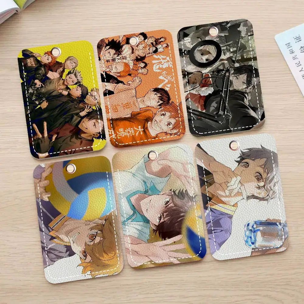 

H-Haikyuu PU Soft Leather Rectangular Key Card Holder Induction Elevator Protection Cover Youth Faion Accory