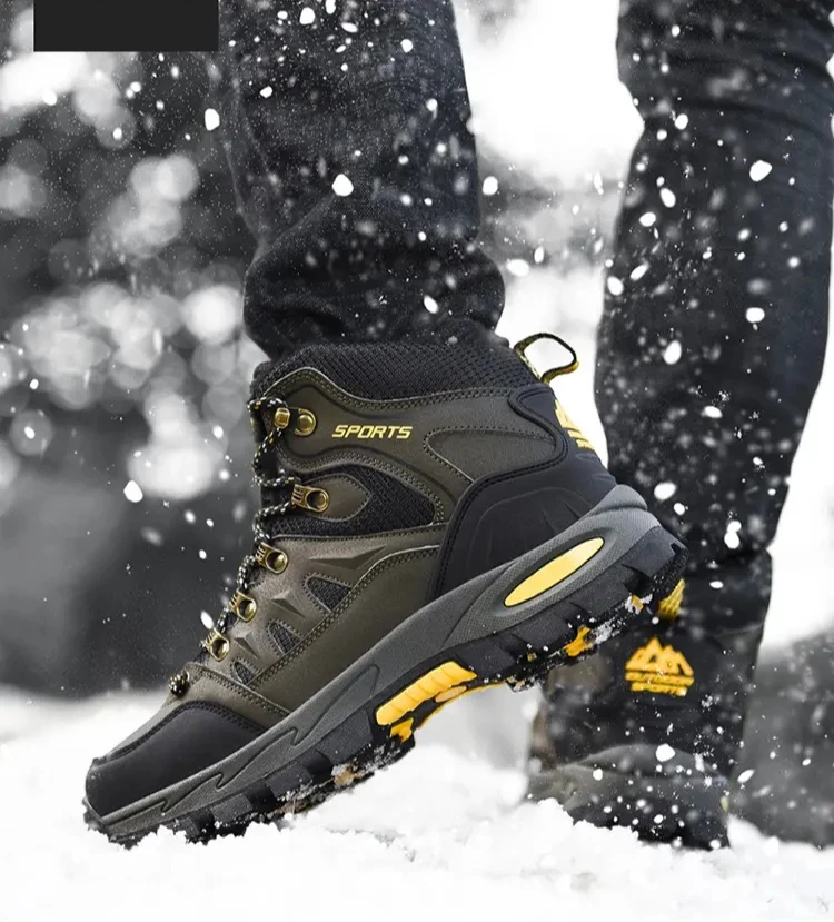 

Winter fleece couple high-top outdoor hiking shoes Warm and anti-slip sneakers