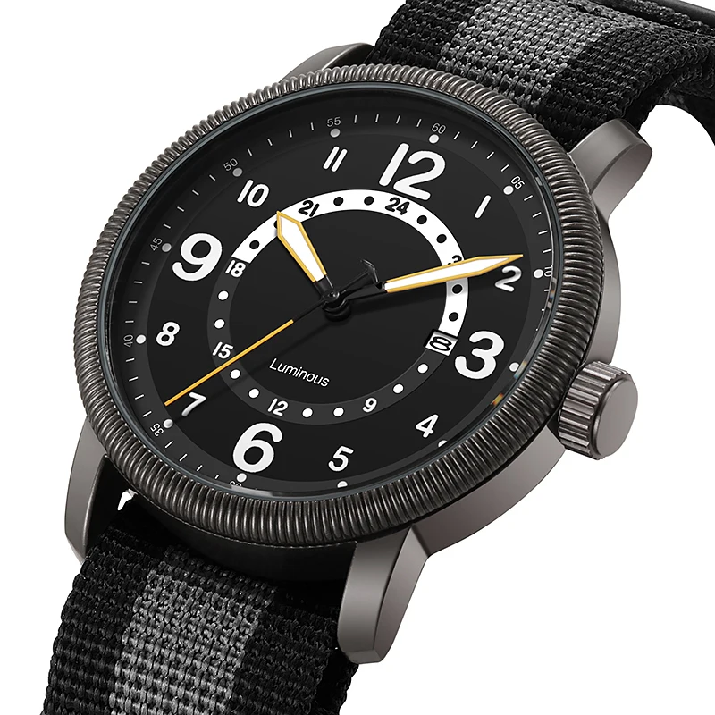 2026 TPW Field Watch with Big Numbers Fabric Strap 24-Hour Display Quartz Movement And Day Function Luminous Dial And Hands