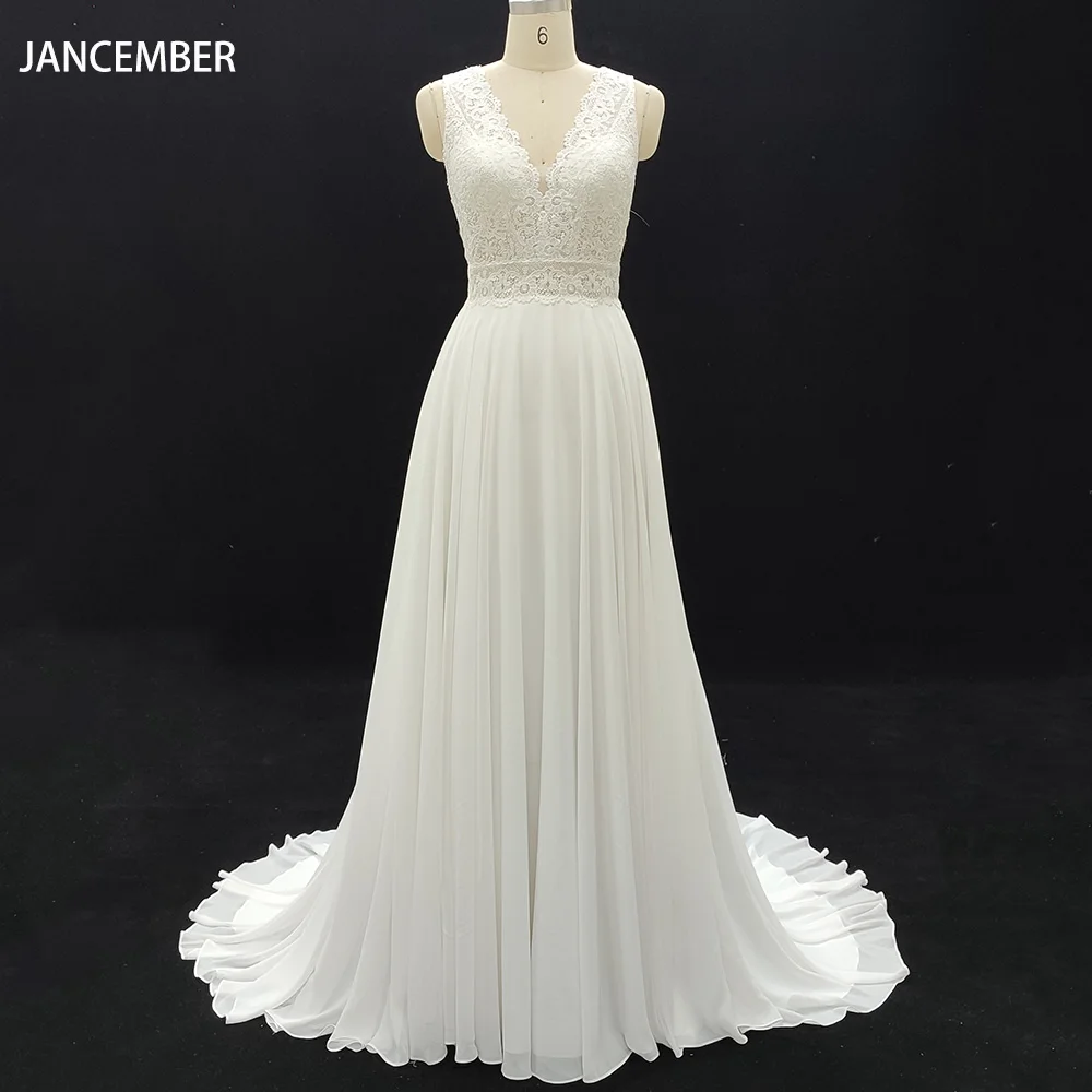 

Woman Wedding Dresses for Bride 2025 Elegant Sleeveless V-neck Court Train Backless Lace Satin Bridal Gown vestidos novias boda