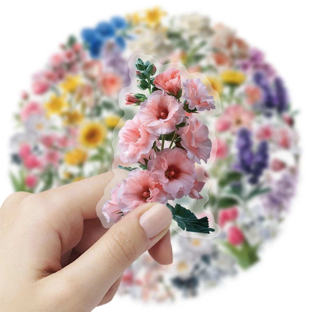 10/30/50 szt. Przezroczyste naklejki w stylu INS z kwiatami, estetyczne naklejki z naturalnymi roślinami, kawaii DIY na telefon, artykuły papiernicze, naklejki PET DIY