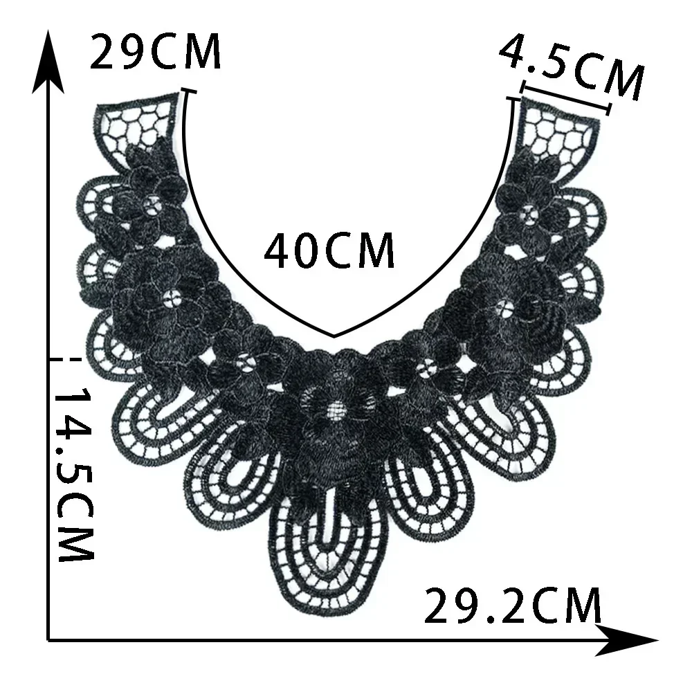 Black and white polyester hollow DIY embroidery collar sewing decoration qipao dress clothing accessories