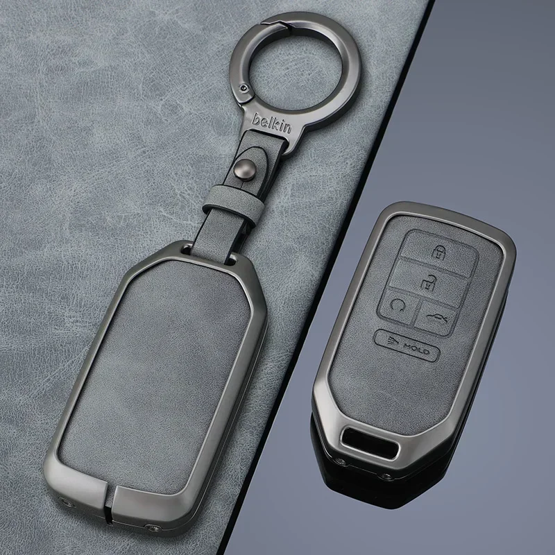 

Alloy Leather Car Remote Key Case Cover For Honda CRV CR-V Fit Civic Accord HR-V HRV City Odyssey XR-V Shell Holder Protector