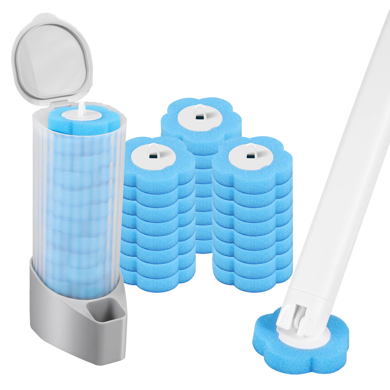 Toiletborstel en houderset met wegwerp navullingen, vervangende borstelkop, reinigingsset, badkamerreinigingsborstel, WC-accessoires, gereedschap