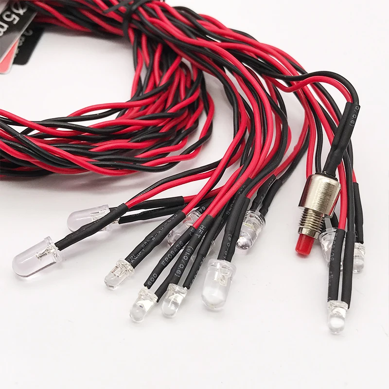 12 pcs LED Simulation Flashing Bright Light RC Model Lights Kit System for 1/10 1/8 RC Drift HSP TAMIYA CC01 4WD RC Car Truck
