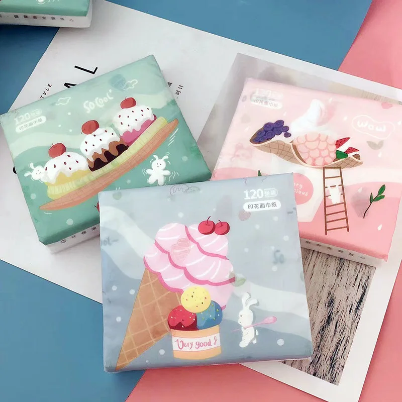 Портативная бумага для печати, 3-слойная девственная древесная целлюлоза без запаха, бумажные полотенца для печати торта, красочные салфетки, туалетная бумага