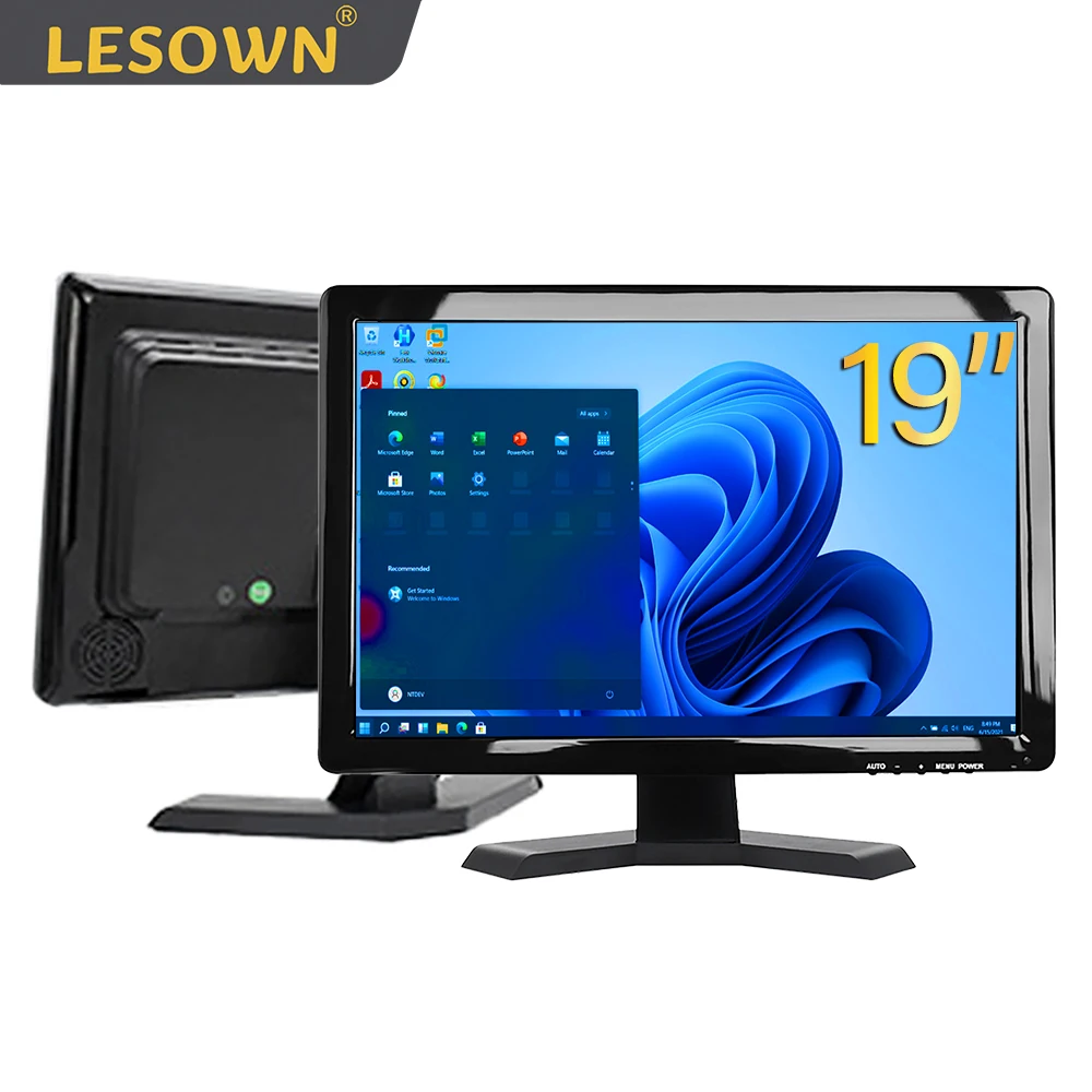 

LESOWN Industrial Monitor 19 inch 16:10 LCD Screen 1440x900 IPS VGA HDMI USB Multi-point Capacitive Touch Extender Display