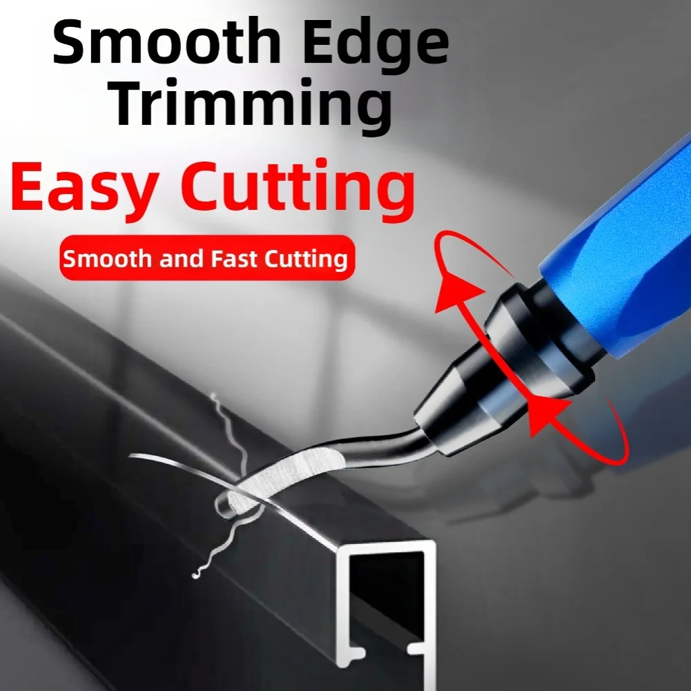 Blue Aluminum Handle Deburring Tool with 12 Blades for Smooth Finishing on Multiple Materials Including Plastic Metal