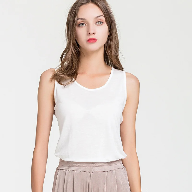 Elegant Silk Knitting Wear Tank Top for Women - Sleeveless Camisole with All-Around Suspender  HA19027