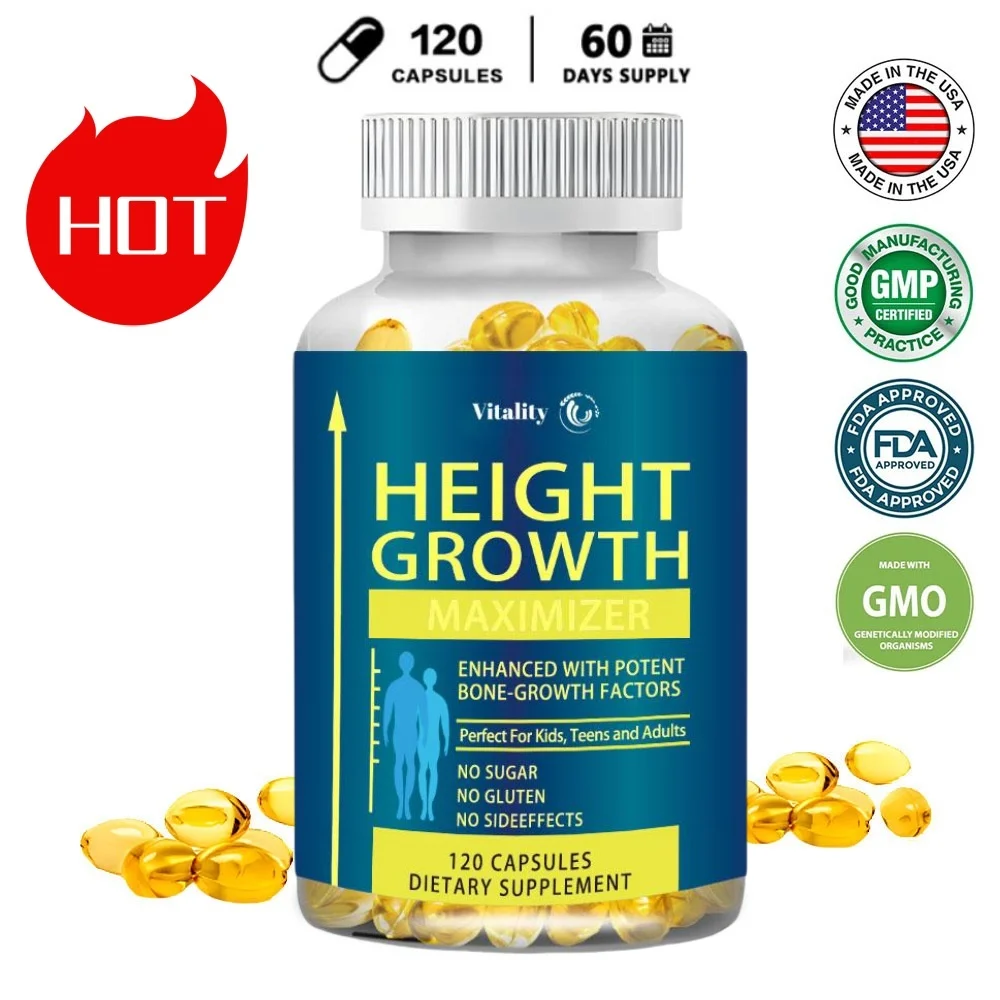 Height Growth Calcium Vitamin D Pills Natural Vegan Capsules To Grow Taller Bone Strength Without Growth Hormone 120 Softgel