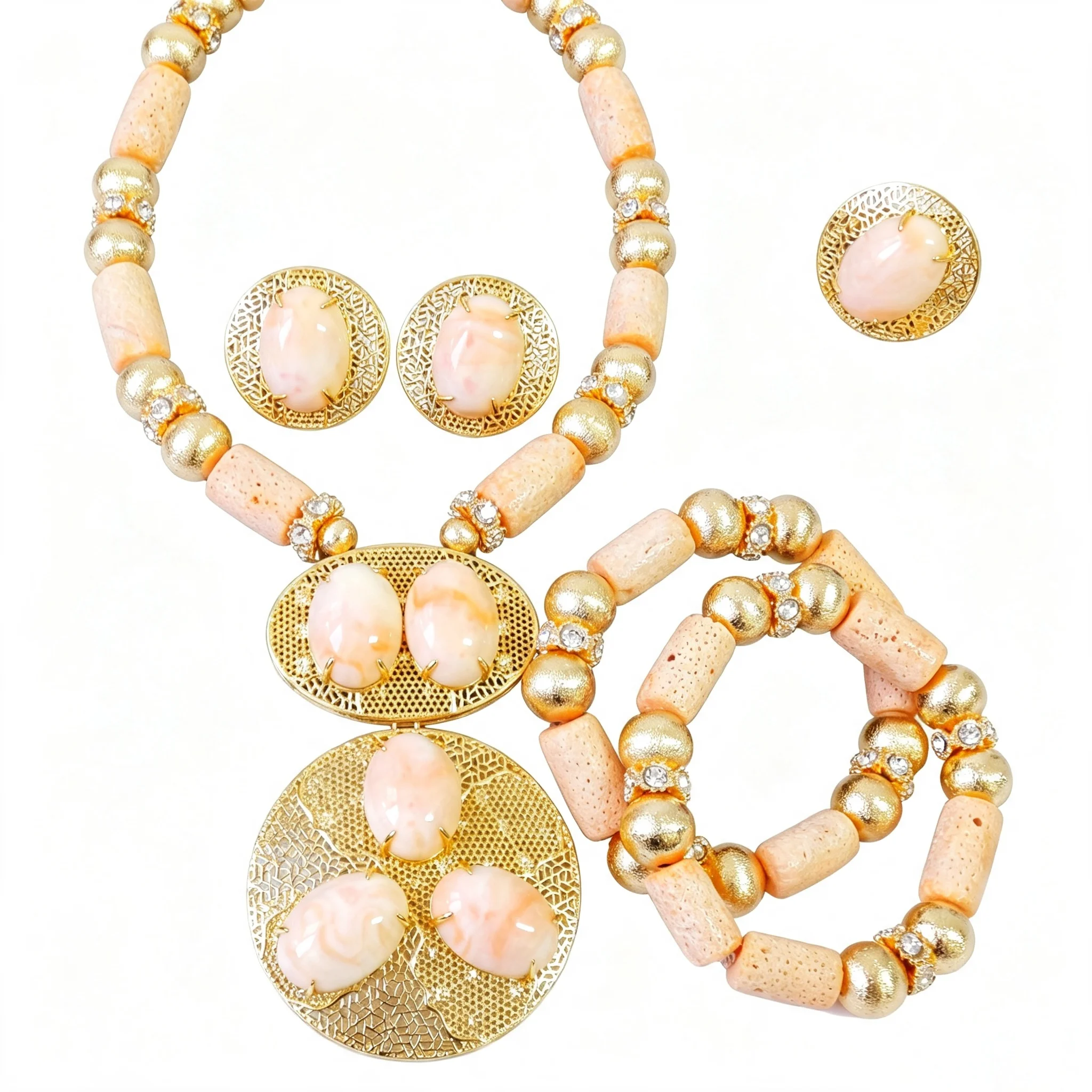Nigeria Coral Beads Real Original African Coral Beads Jewelry Set for Woman