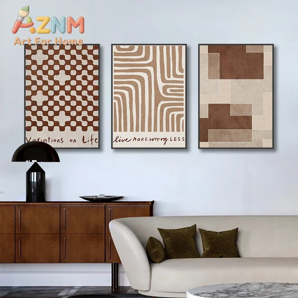 1pc Frameless Canvas Abstract Line Graphic Arrangement Wall Art Poster Prints Nordic Minimalist Style Picture for Room Home