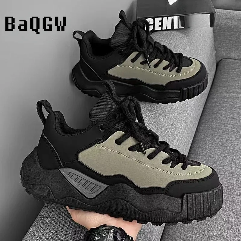 2025Zapatillas de deporte gruesas de lujo con bloques de Color de diseñador para hombre, zapatos informales de plataforma gruesa a la moda, zapatillas deportivas para correr Tenis