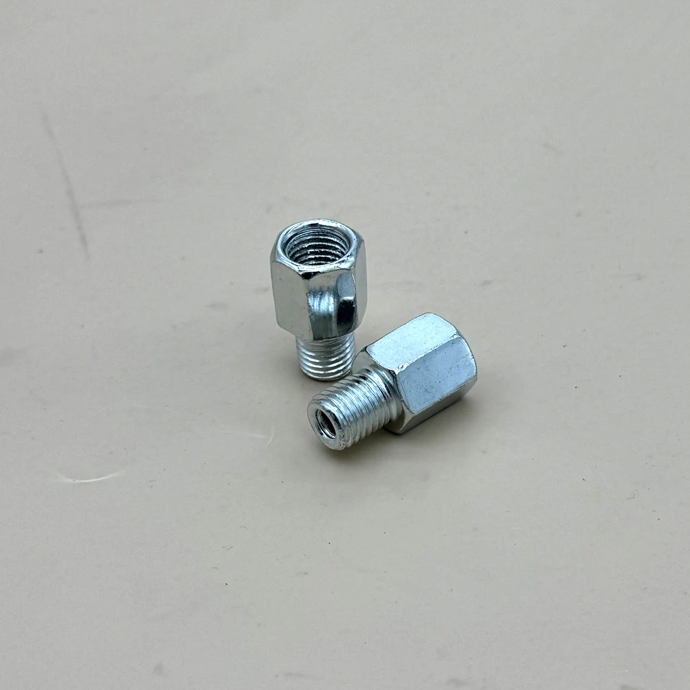 2 Stück Silberne Motorrad-Spiegeladapter M10 10MM M8 8MM Rückspiegel-Umwandlungsbolzen Rechtsgewinde Universal – Detail 2