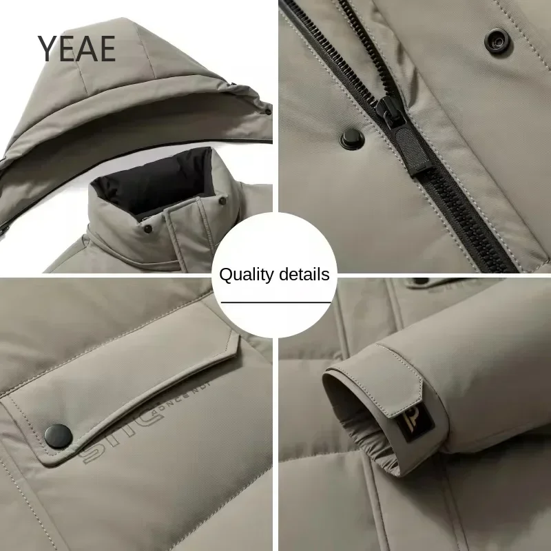 YEAE New Winter Down Jacket With Detachable Hood For Men Regular Thickened Men's Down Jacket Winter Warm Coat Top