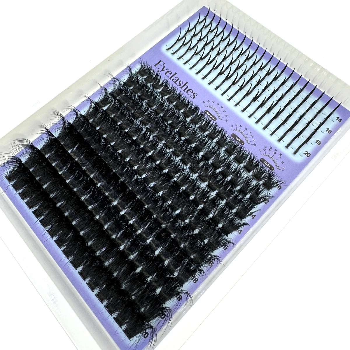 14 rijen Spikes + 60D-200D Wimpers Clusters Piekerige Manga Wimpers Clusters Extension Unieke Spiky Cluster Anime Individuals Fairy Lashes