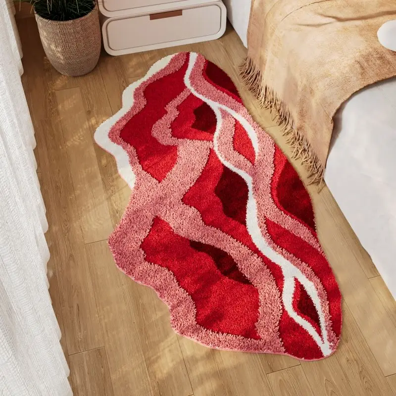 Flocked rug runner - bedside mat, master bedroom, romantic under-bed mat, living room