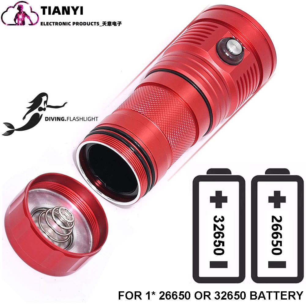 Photography fill light diving aluminum alloy flashlight blue light red light white light spotlight multi-functional professional