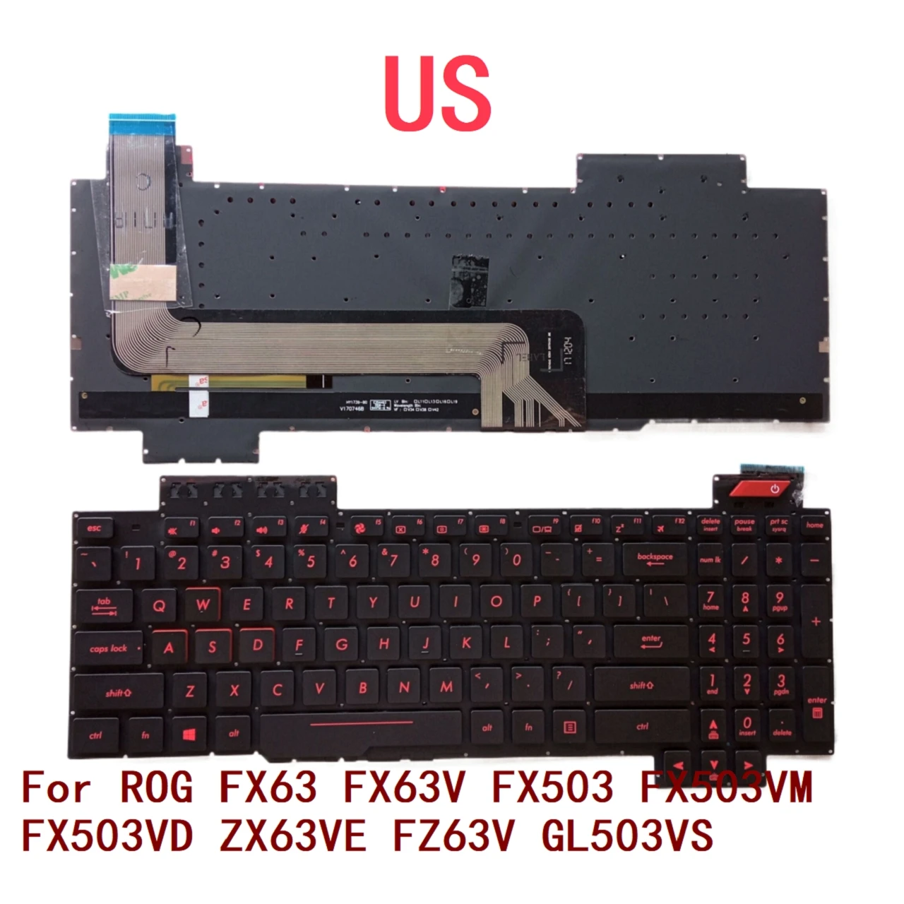 

New US Laptop Backlit Keyboard For ASUS ROG FX63 FX63V FX503 FX503VM FX503VD ZX63VE FZ63V GL503VS Notebook PC Replacement