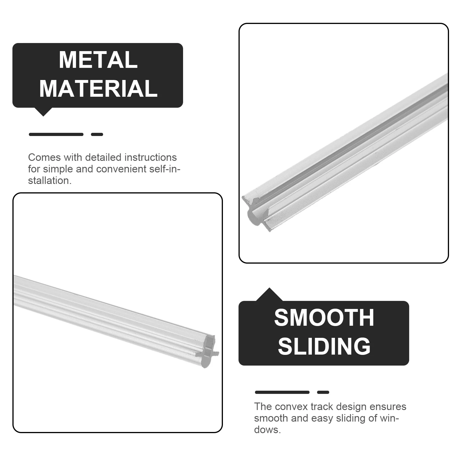 

2pcs Convex Track Sliding Window Rail Replacement Heavy Duty Smooth Glide Guide For Noise-Free Operation Window Track Guide Rail