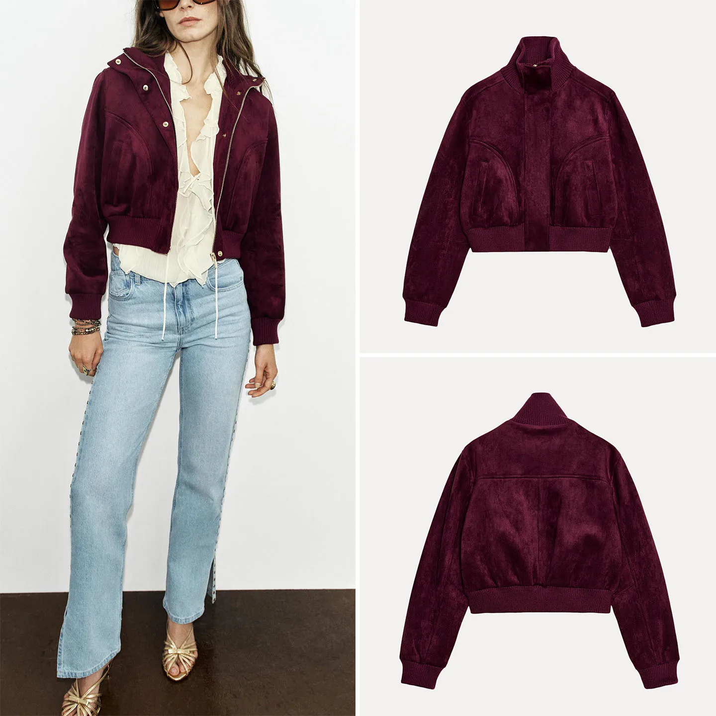 Fashionable Long Sleeve Stand Collar Women's Jacket 2026 Autumn Collection Quality Material Standard Fit Zadata Brand
