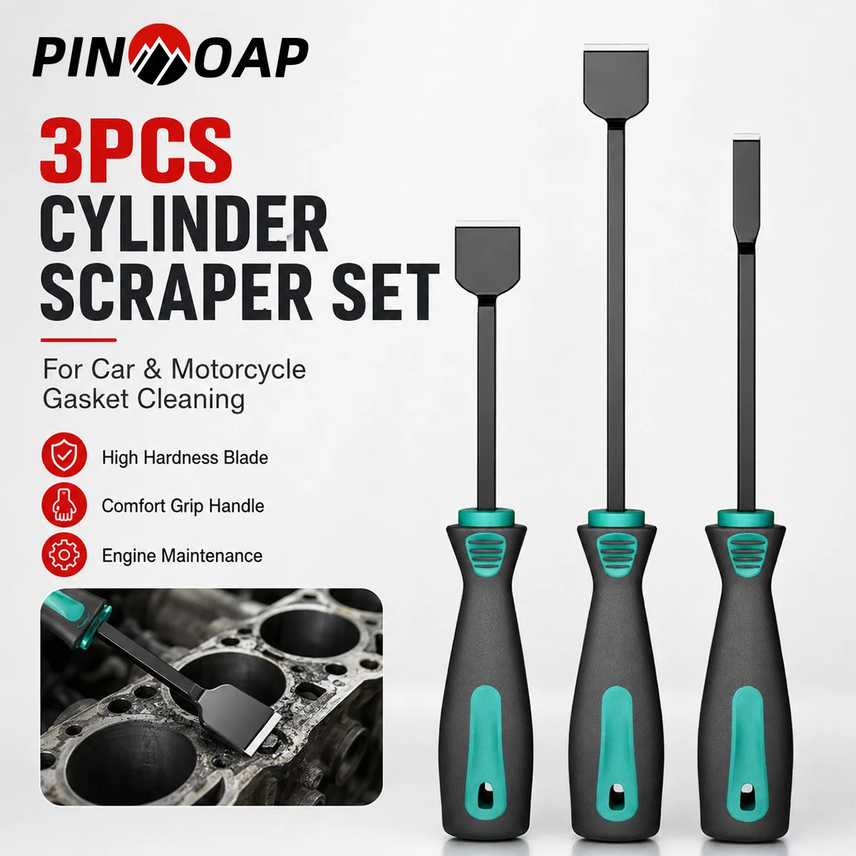 PINMOAP 1/3P Car Motorcycle Cylinder Gasket Scraper Tool For Engines Carbon Removal Cleaning Auto Repair Maintenance Heavy Tools