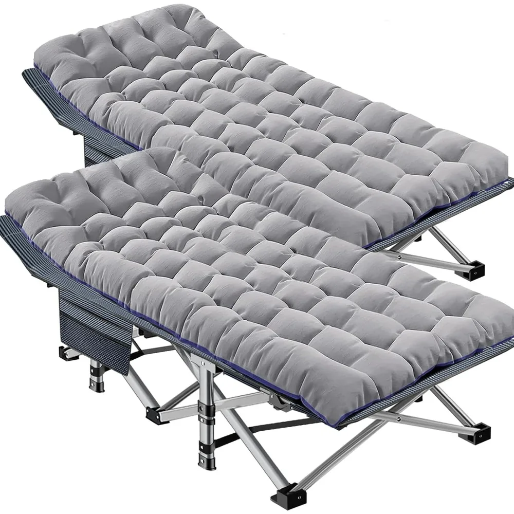 

Oversized XXL Folding Camping Cot with Mattress, 2 Pack Heavy Duty Sleeping Cot Bed Portable Adults Outdoor Bed with Carry Bag,