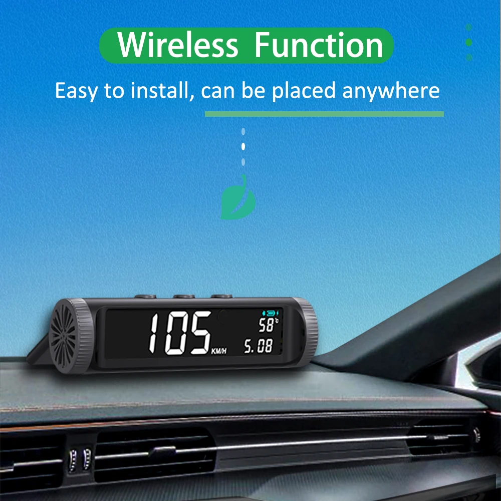 Vjoycar 2023 Inovative Wireless Solar-power GPS HUD Speedometer Digital Display KMH MPH Electronic Clock for Car Accessories