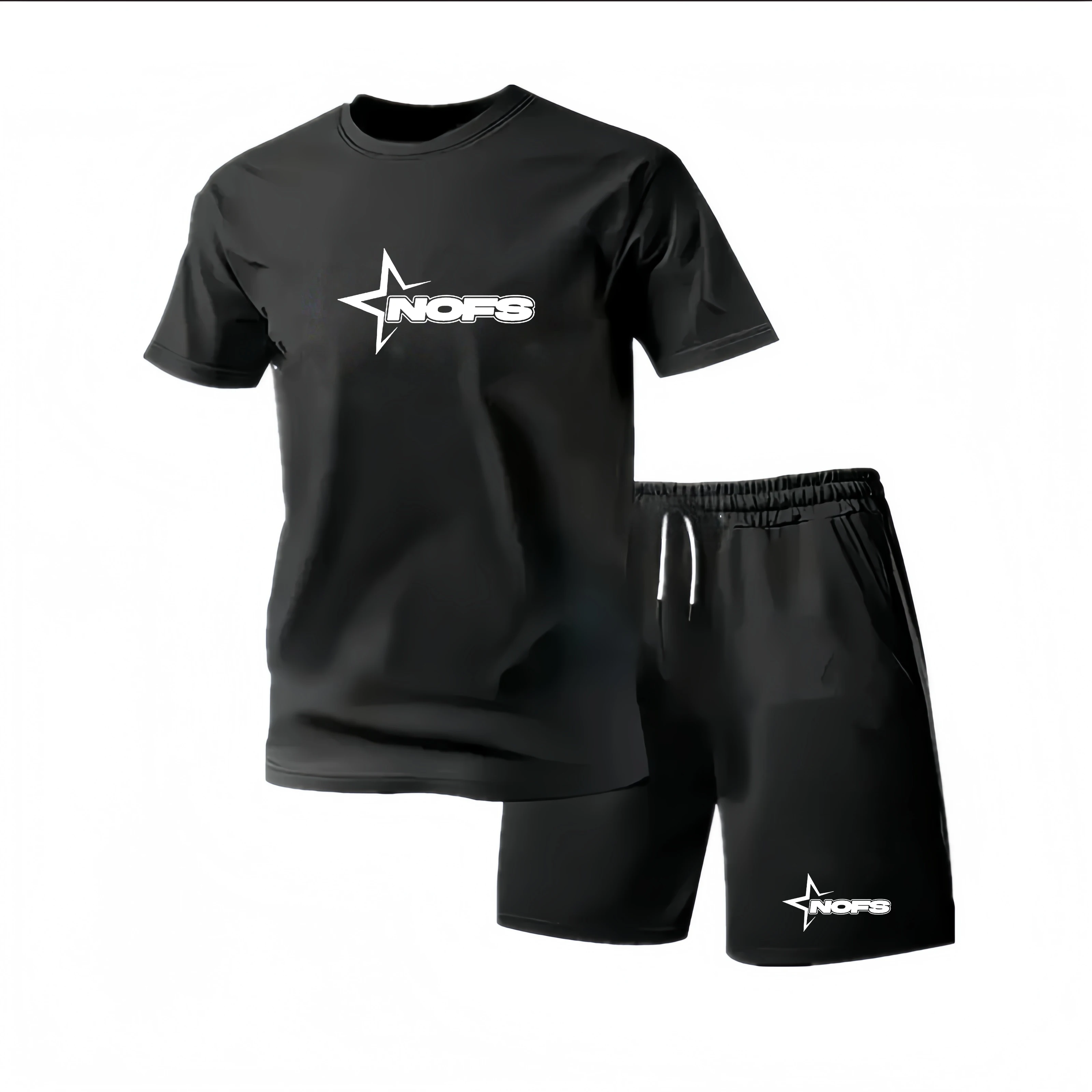 Ensemble T-shirt et short en maille pour homme, imprimé sport, mode décontractée, T-shirt à manches courtes, ensemble de jogging pour homme, S-3XL
