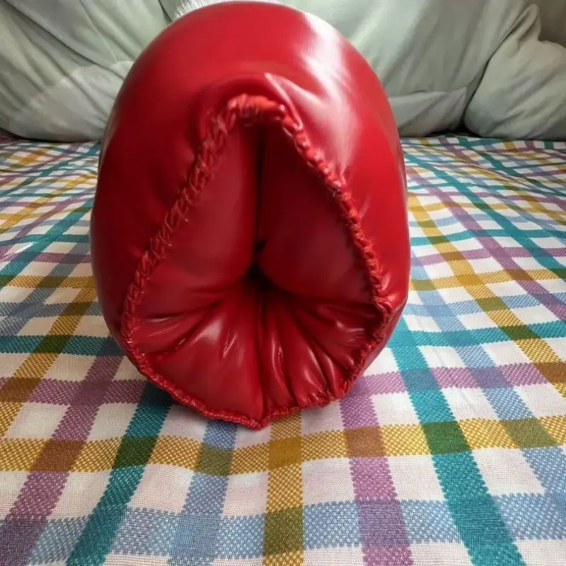 Retro Red PU Leather Thick Plush Lining Men's Sheath Underwear Fill Cotton Soft Fluffy Tube Male Pocket G-string Sexy Clothing