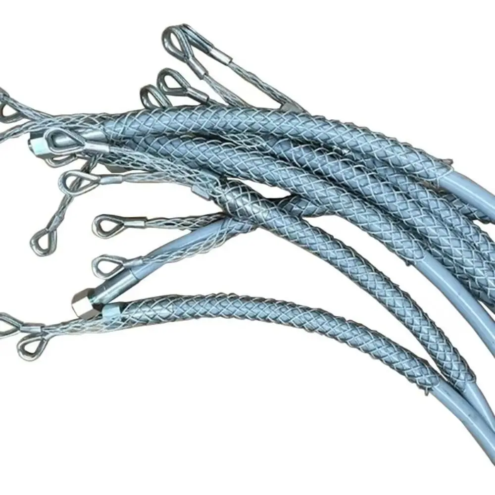 Galvanized Metal Cable Pulling Socks Anti-Slip Design Steel Mesh Wire Grips Multi-size Flexible Eye Pipe Conduit Puller