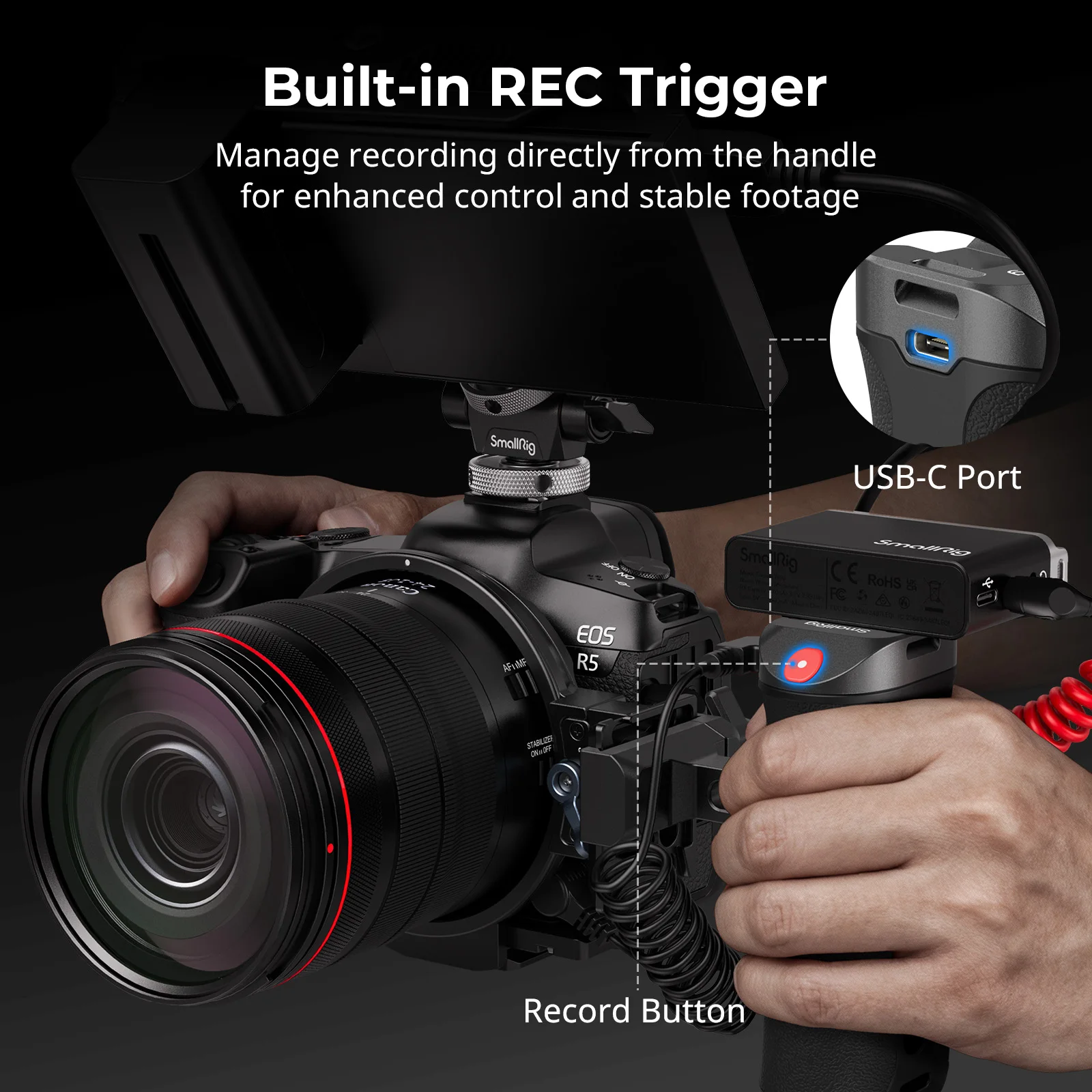 

SmallRig Arca-Type Side Handle with Rec Trigger for Sony A7R V / A7R IV / A6600 /A6400 for Canon for FUJIFILM for Panasonic 5694