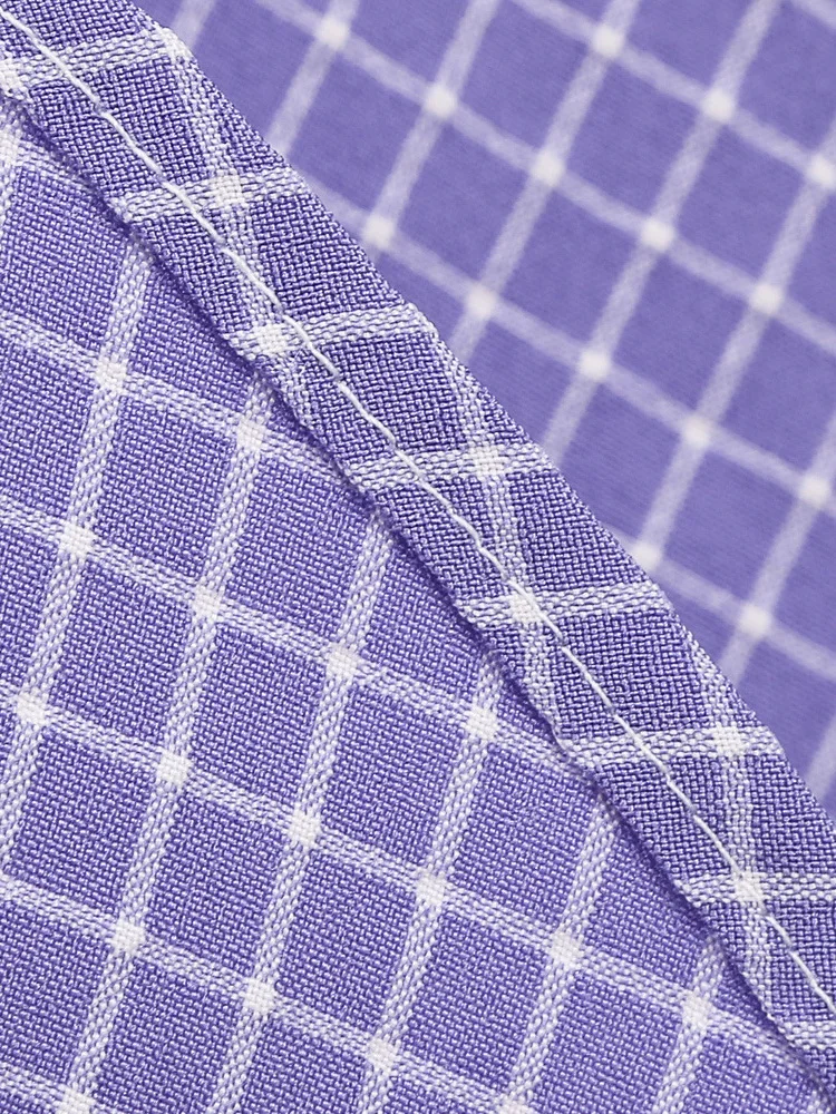 Tonval Shawl Collar Button Up Vintage Robe Plaid Long Dress Evening Elegant for Women Short Sleeve Pockets A-Line Dresses