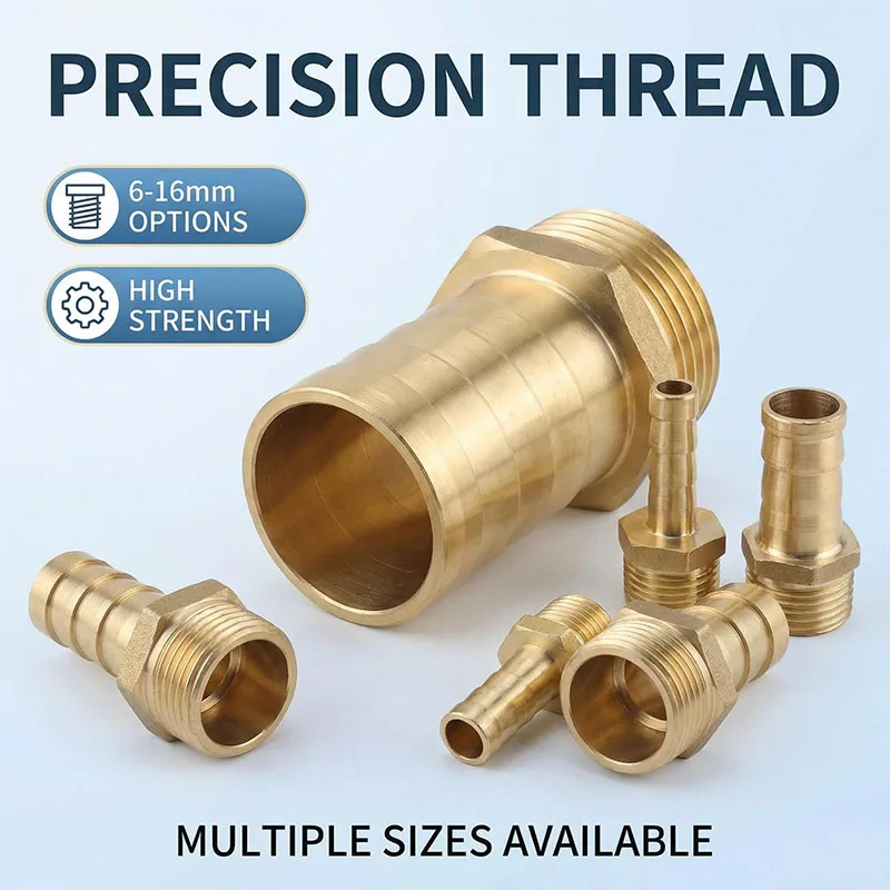 Hexagon Pagoda Joint Air Pipe Water Tank Water Pump Pipe Male Thread PC Brass Water Pipe Fittings 6 8 10 12 14 16mm