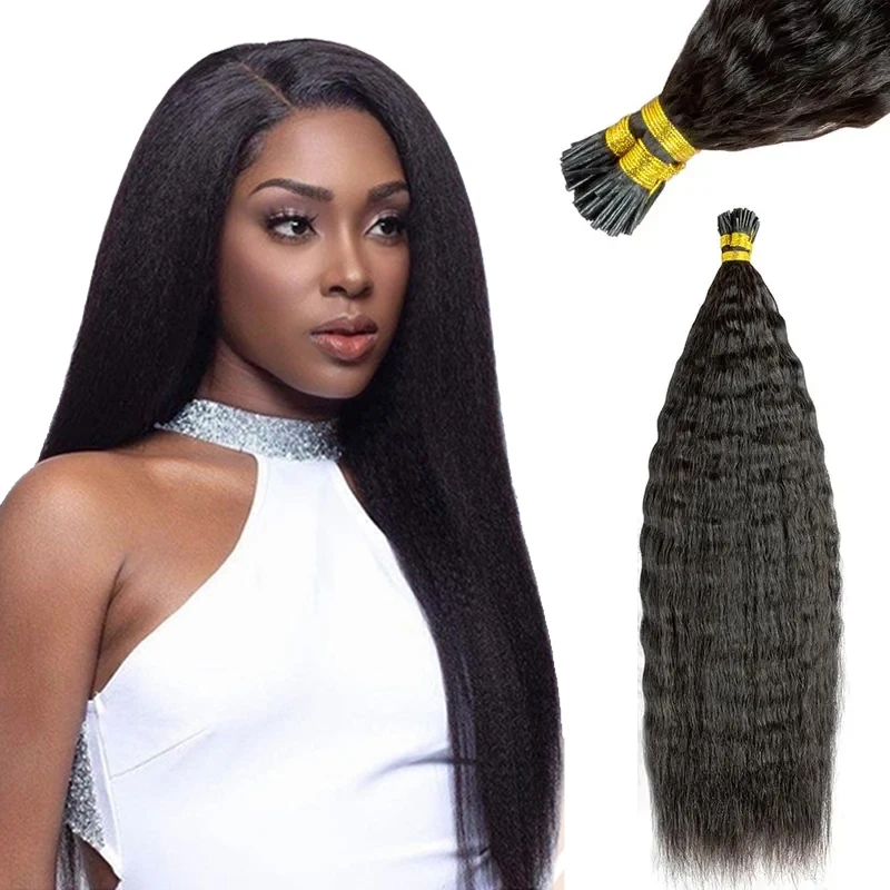 Tip Hair Extensions Kinky Straight Human Hair 16-26Inch Hair Extensions Real Human Hair Pre Bonded Hair Extensions For Women