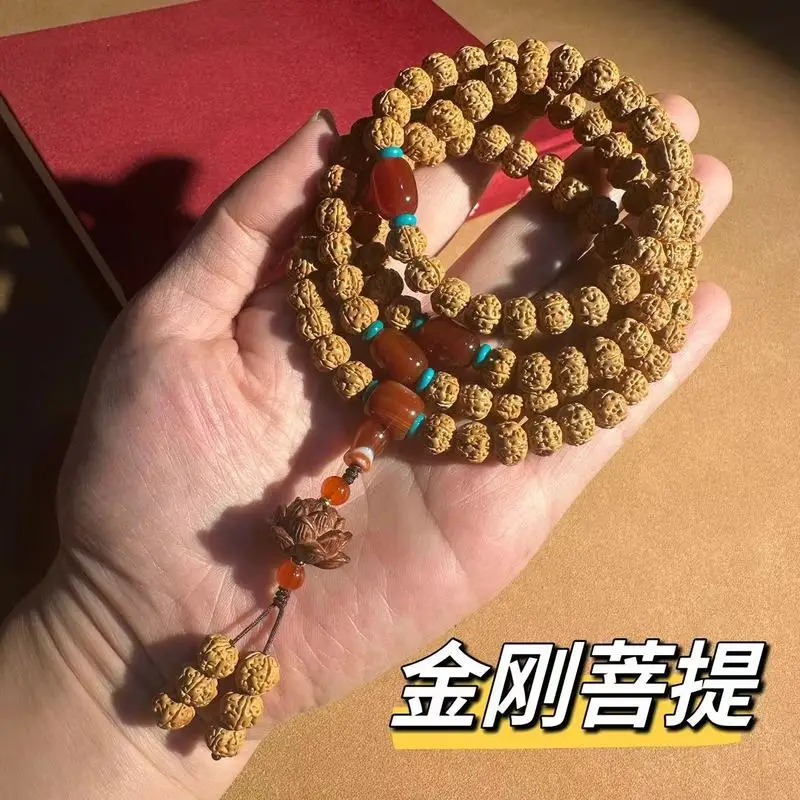 108 carefully selected five-petal diamond bodhi beads multi-strand bracelet ethnic style