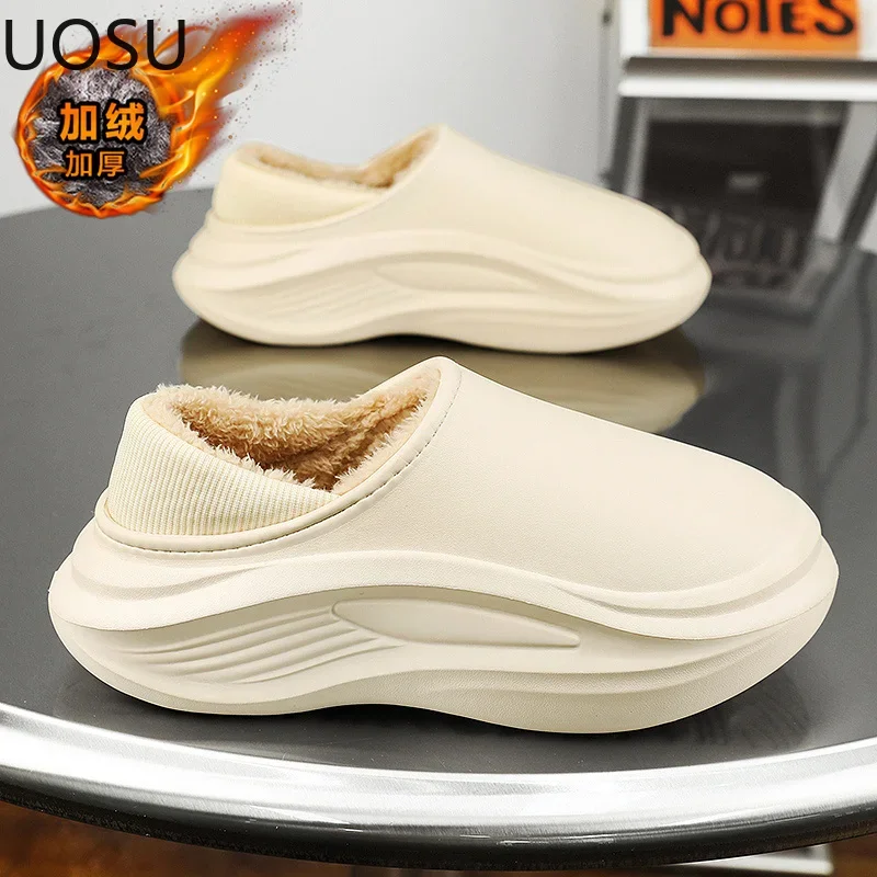 Eva Slippers Slipper for Men Slip-on Trendy All-match Hard-wearing UOSU Warm Plush Winter Shoes for Home Man Hot Sale New Style