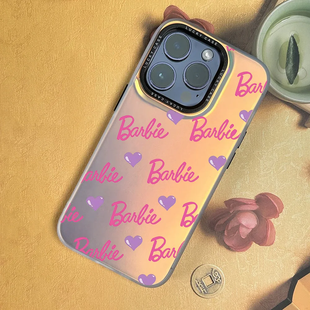 Kawaii B-Barbies Gir Cute For iPhone 16 15 14 13 12 11 Pro MAX Plus IMD Chameleon Laser Phone Case