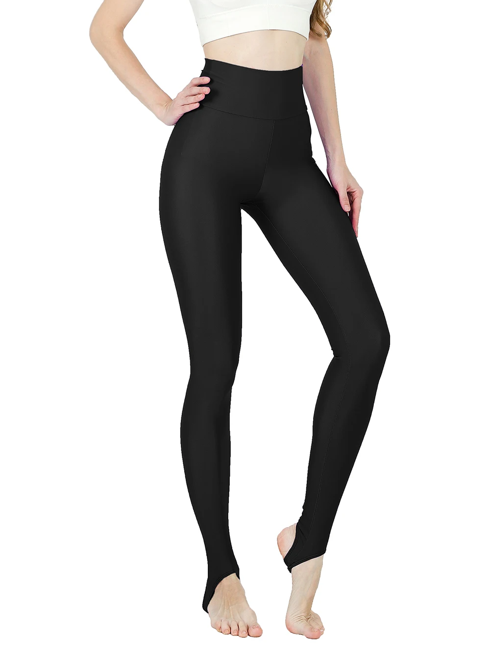 Aoylisey, mallas negras de ocio de cintura alta para mujer con estribo, pantalones ajustados de talla grande de LICRA elásticos para Fitness, pantalones de entrenamiento de primavera