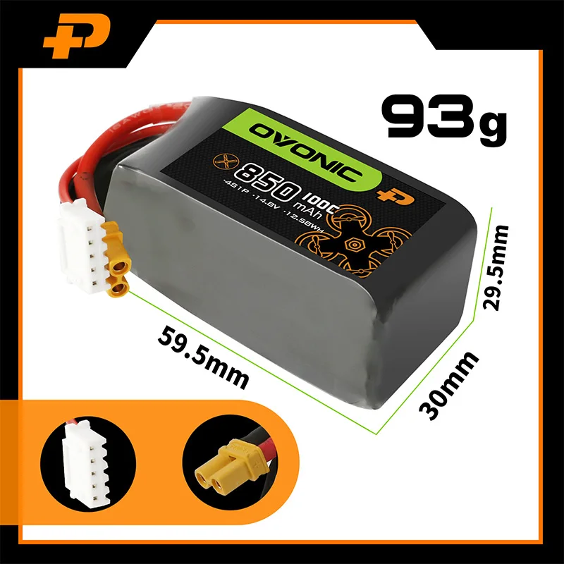 OVOINC 100C 850mAh 14.8V 4S Lipo Battery With XT30/XT60 Plug For RC Helicopter Quadcopter FPV Racing Drone Parts