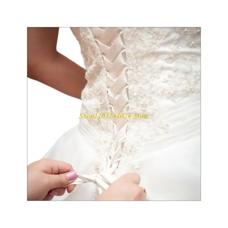 N5KE 2.8meter Satined Ribbon Tie Tie for Wedding Dress Corset Back 110Inch Length Evening Gowns Accessories