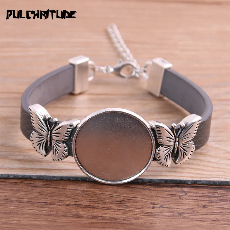 1szt PU Butterfly Bracelets Base Setting Cuff Blank Tace Brazel Fit 25mm Glass Cameo Dome Cabochon DIY Jewelry Findings P6878 — zdjęcie 7