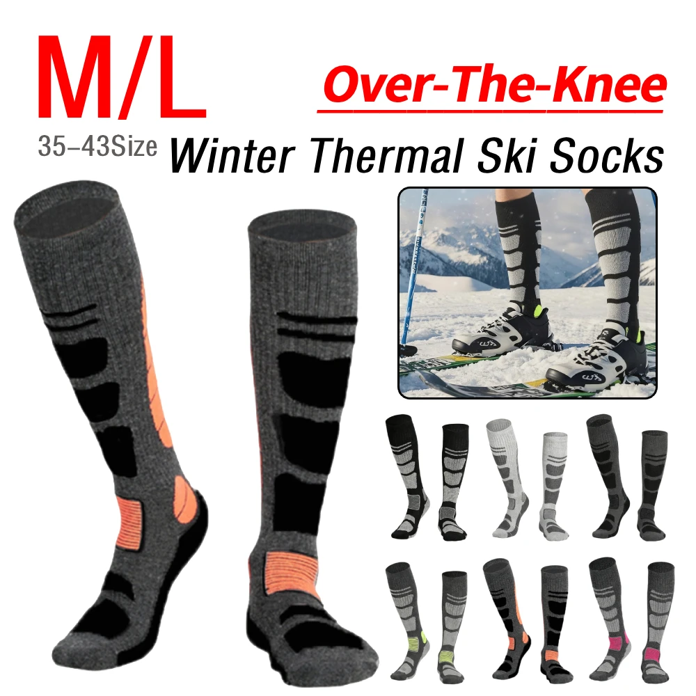 

Winter Thermal Ski Socks Anti-Slip Thicken Warm Hiking Socks Over-The-Knee Wool Sock for Outdoor Snowboarding Hiking Sports