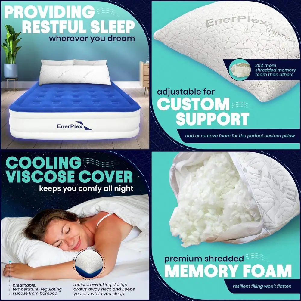 

Двойной набор подушек King Size из пены с эффектом памяти – регулируемая высота с дополнительным наполнителем – сертифицировано CertiPUR-US – чехол из бамбуковой смеси – Was